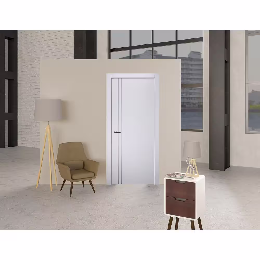 Belldinni Stella 2V 36 in. x 80 in. Right-Handed Solid Core Snow White Wood Composite Single Prehung Interior Door