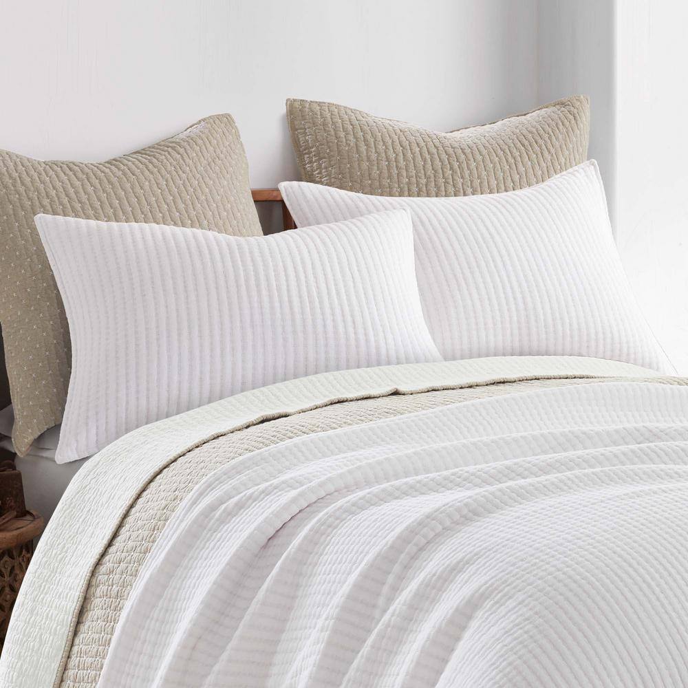 None Caden Bright White Cotton Gauze 26 in. x 20 in. Standard Sham