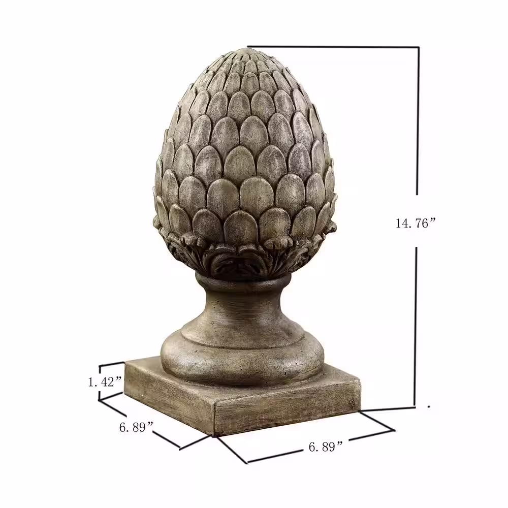 LuxenHome 14.2 in. Copper Bronze Artichoke Finial Statue