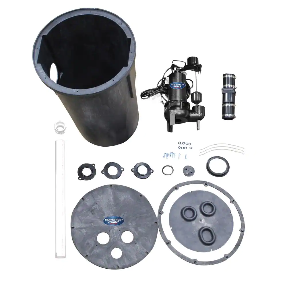 Superior Pump 1/2 HP Sewage Ejector Pump Kit with Basin