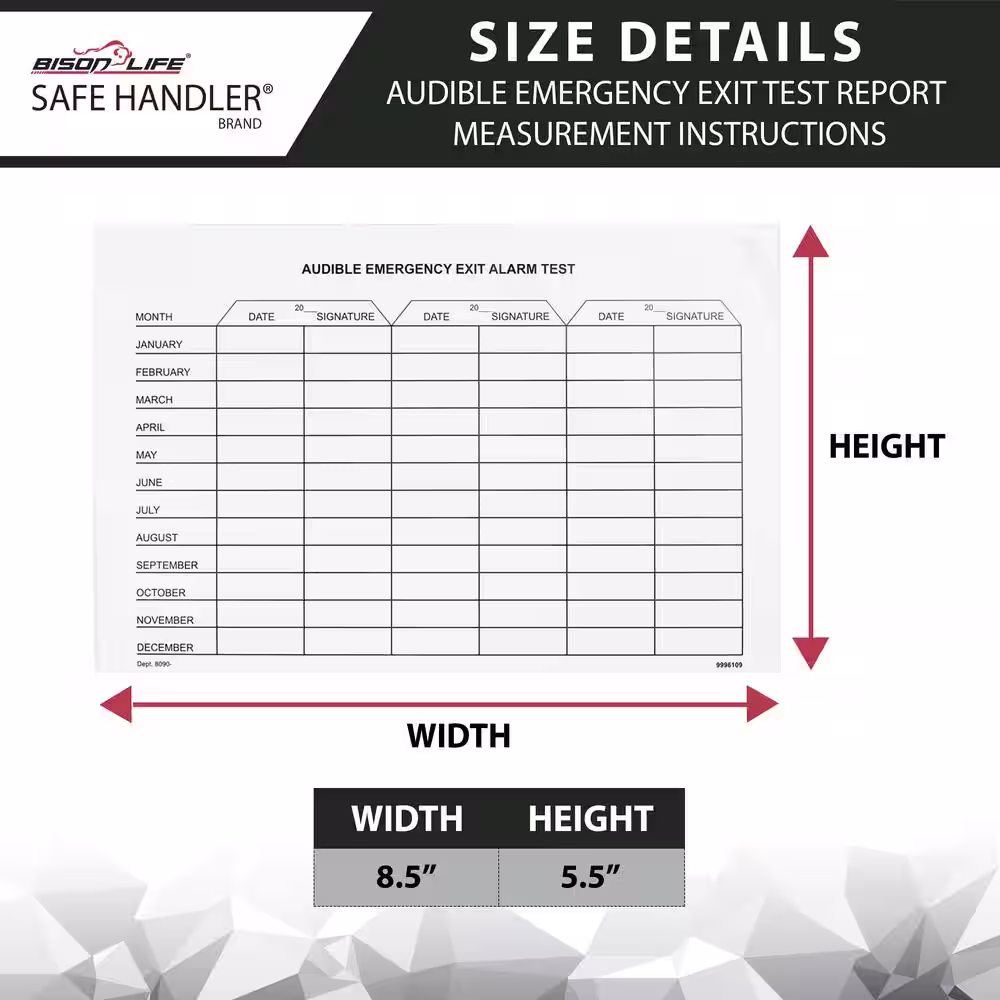 Safe Handler White, Audible Emergency Exit Test Report, Laminated Cardstock Test Report Form- (Pack of 50)