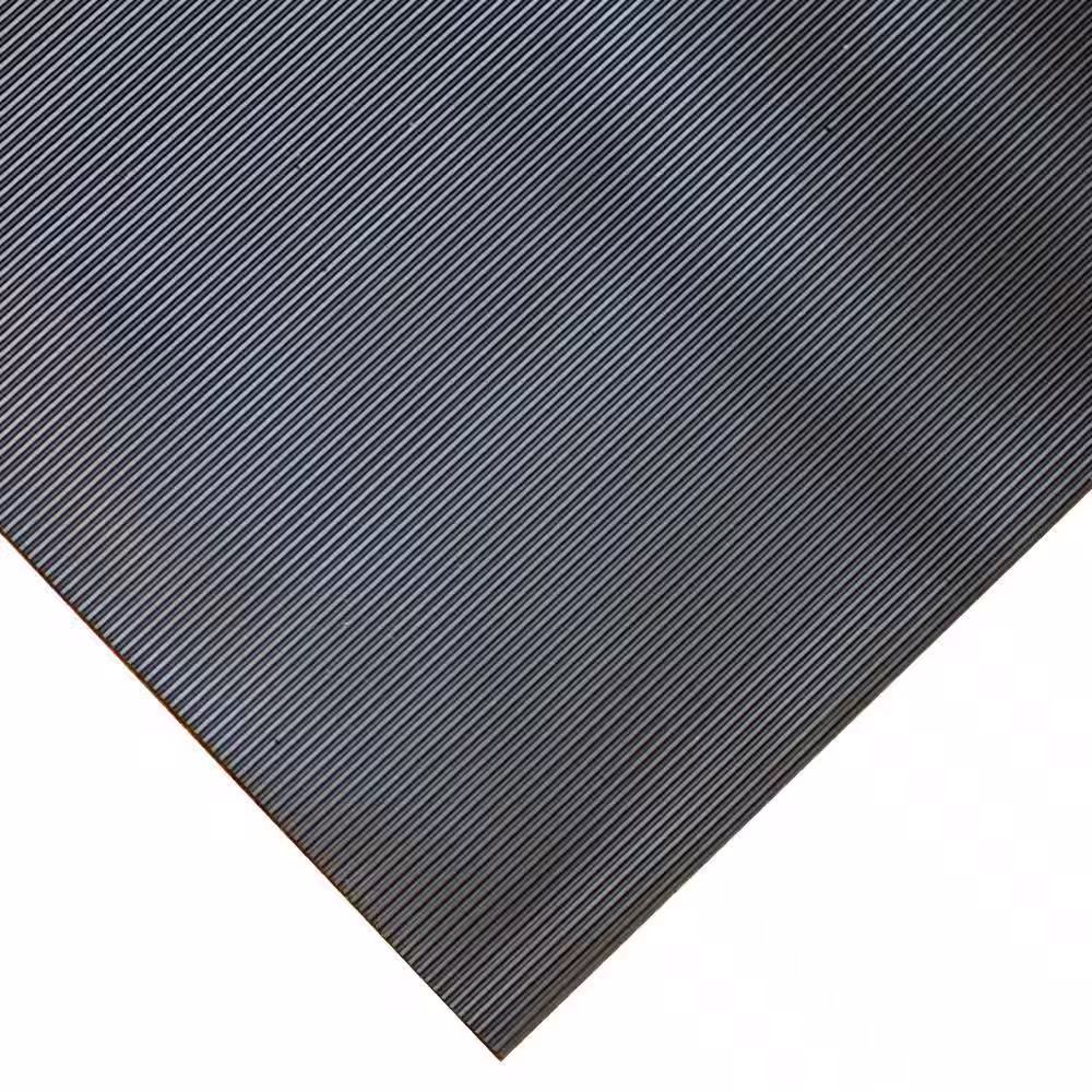 Goodyear Fine-Ribbed Rubber Flooring Black 36 in. W x 120 in. L Rubber Flooring (30 sq. ft.)