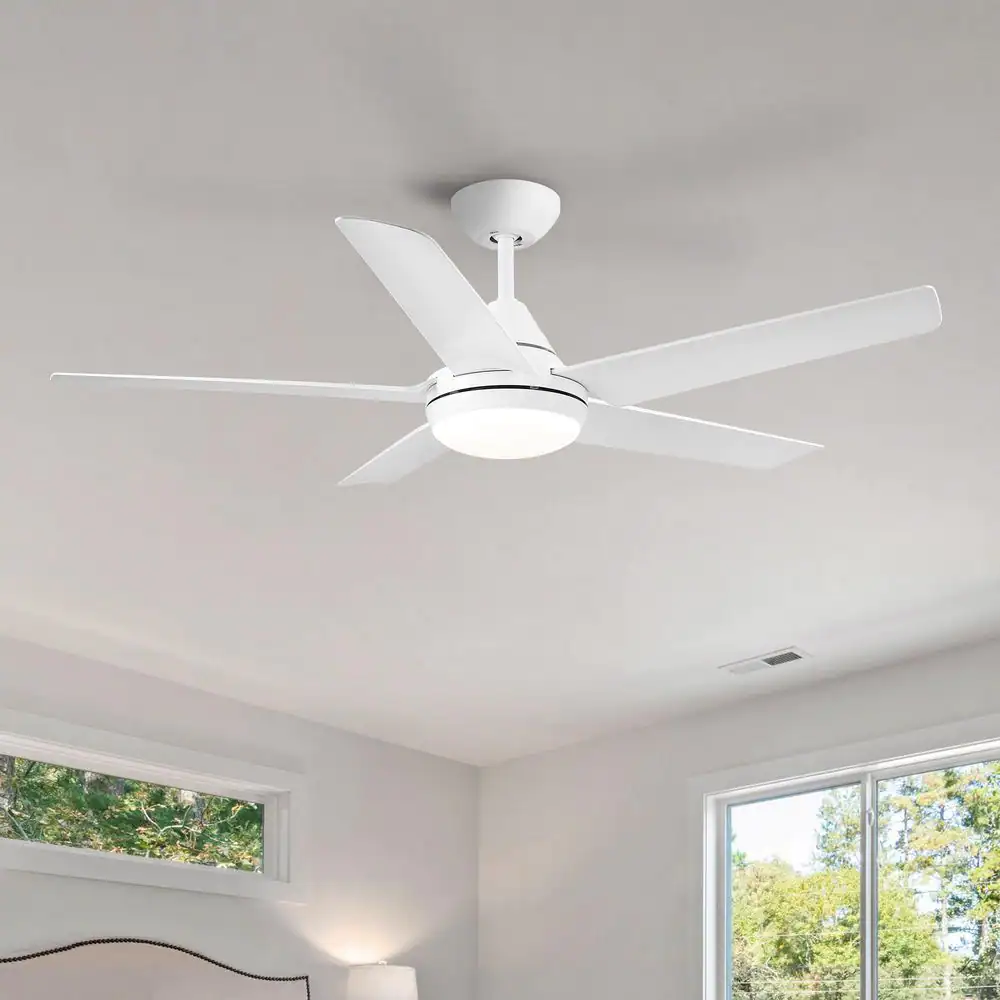 YUHAO 48 in. Dimmable LED Indoor White Ceiling Fan with Light and Remote