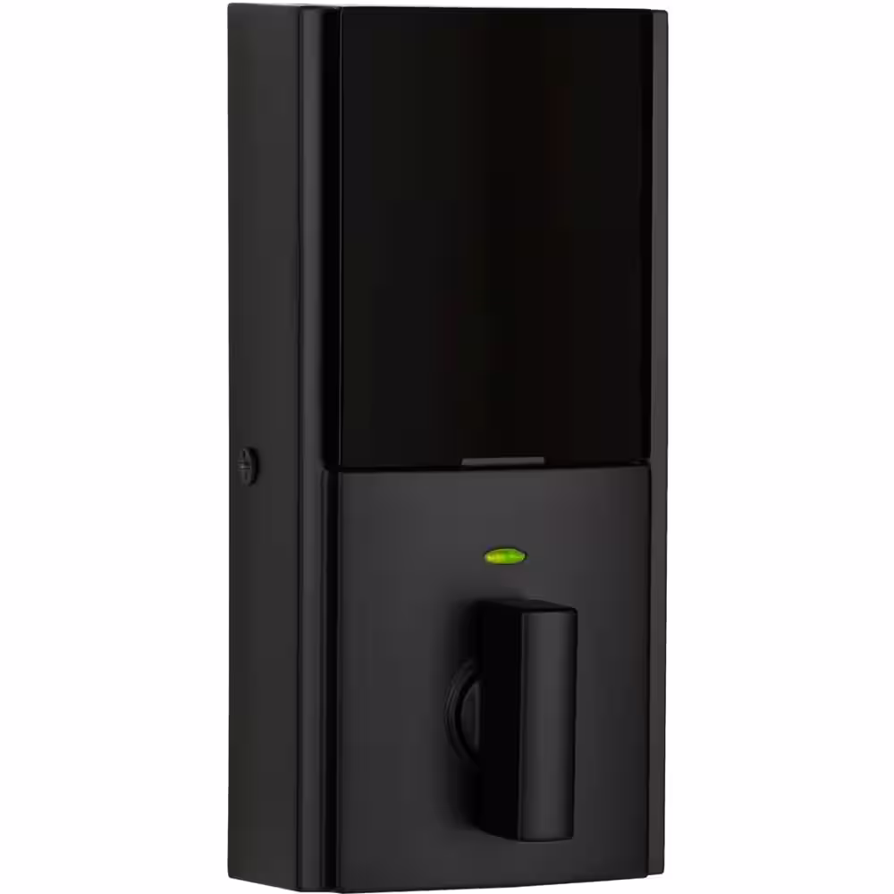 Kwikset SmartCode 916 Zigbee 3.0 Contemporary Touchscreen Matte Black Single Cylinder Keypad Electronic Deadbolt with SmartKey