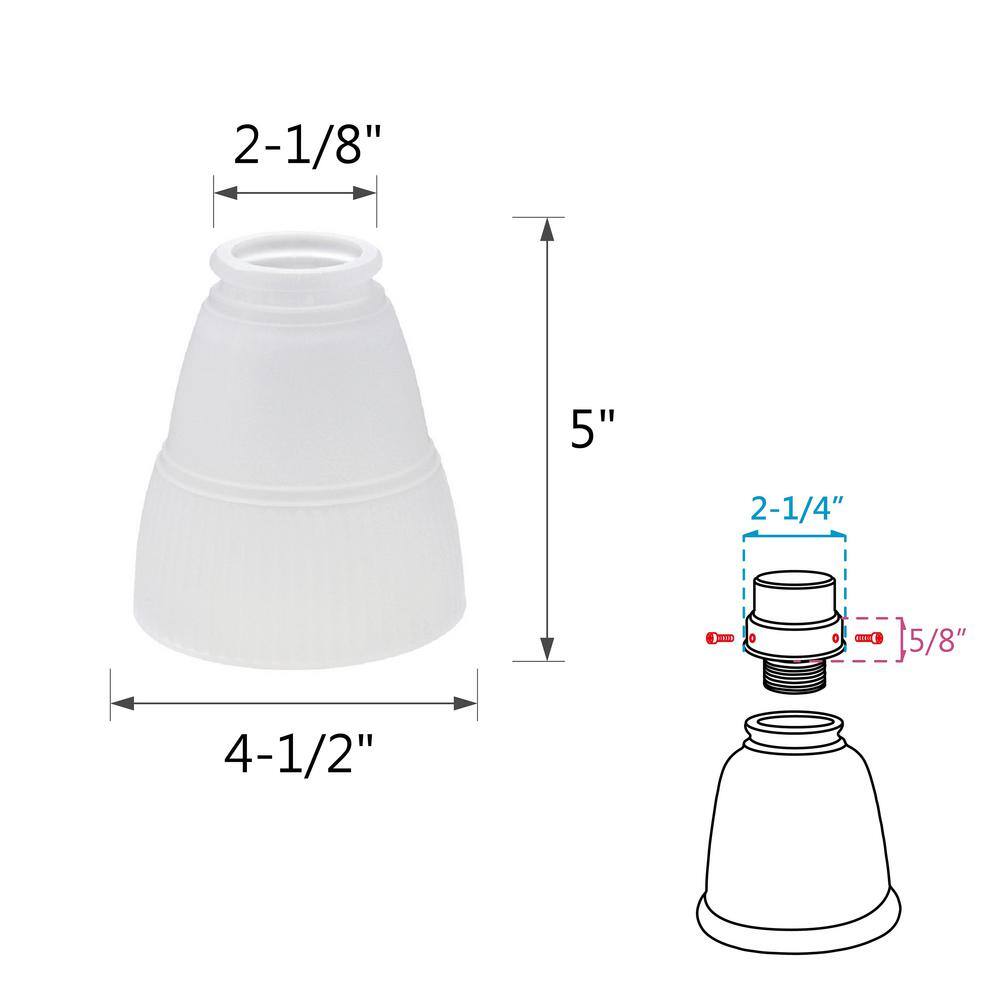 None 5 in. Frosted Bell Ceiling Fan Replacement Glass Shade (4-Pack)