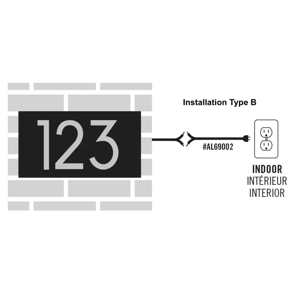 None Large Rectangular Address Plaque for LED Backlit Numbers (4 and 5 Digits)