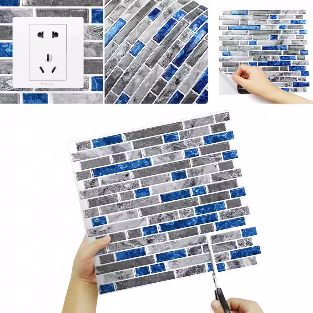 Yipscazo Vinyl Collection Slate Blue 10 in. x 10 in. Vinyl Peel and Stick Tile (6.9 sq. ft./10-Sheets)