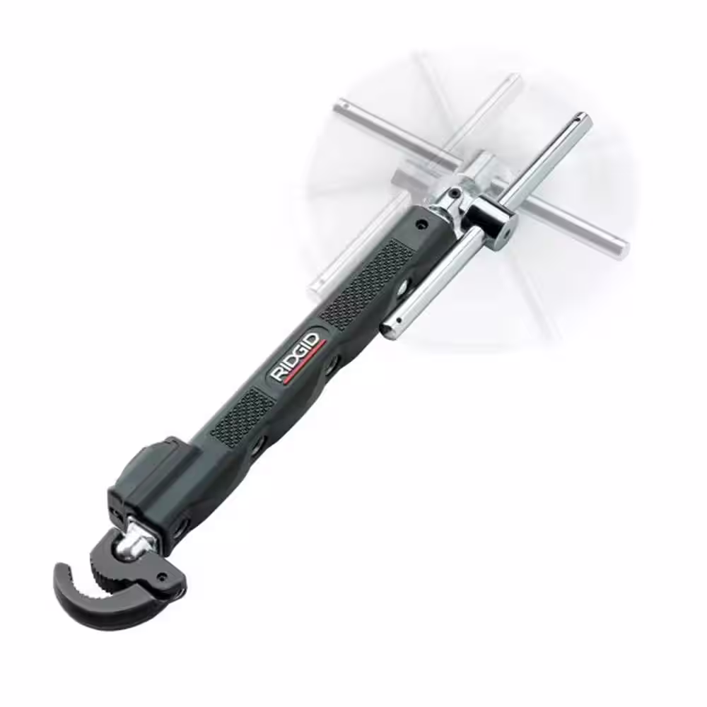 RIDGID 1/2 in. to 1-1/4 in. Adjustable 10 in. to 17 in. Telescoping LED Lit Basin Pipe Wrench for Faucet Install and Repair