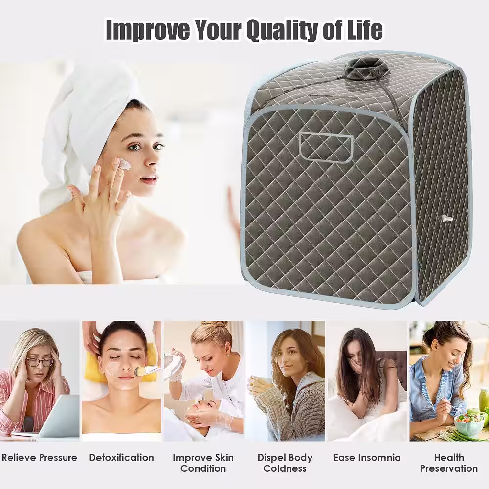 Costway 1-Person Electric Heater Portable Steam Sauna