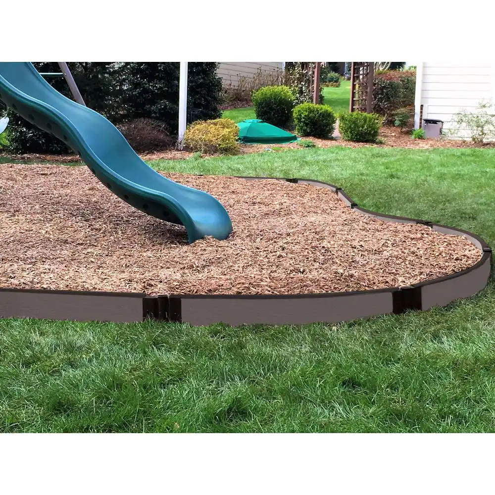 Frame It All One Inch Series 16 ft. Weathered Wood Composite Curved Playground Border