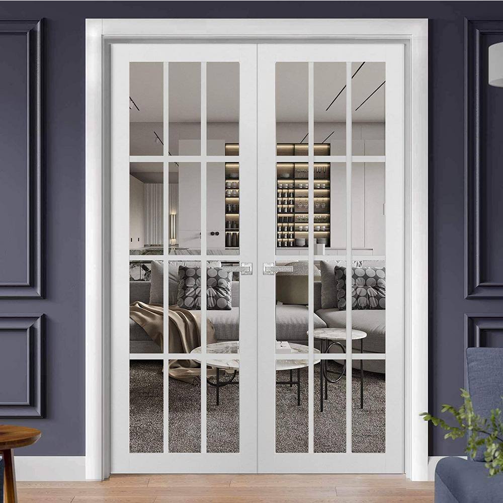 Sartodoors 3355 60 in. x 96 in. Universal Handling Frosted Glass Solid Core White Finished Pine Wood Interior Door Slab
