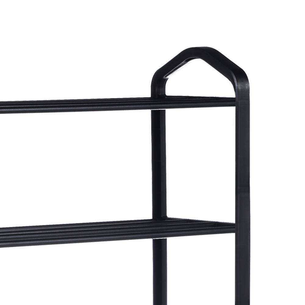 Kahomvis 31 in. H 15-Pair 5-Tier Black Carbon Steel and Plastic Shoe Rack, Sturdy Shoe Shelf Storage for Bedroom, Entryway