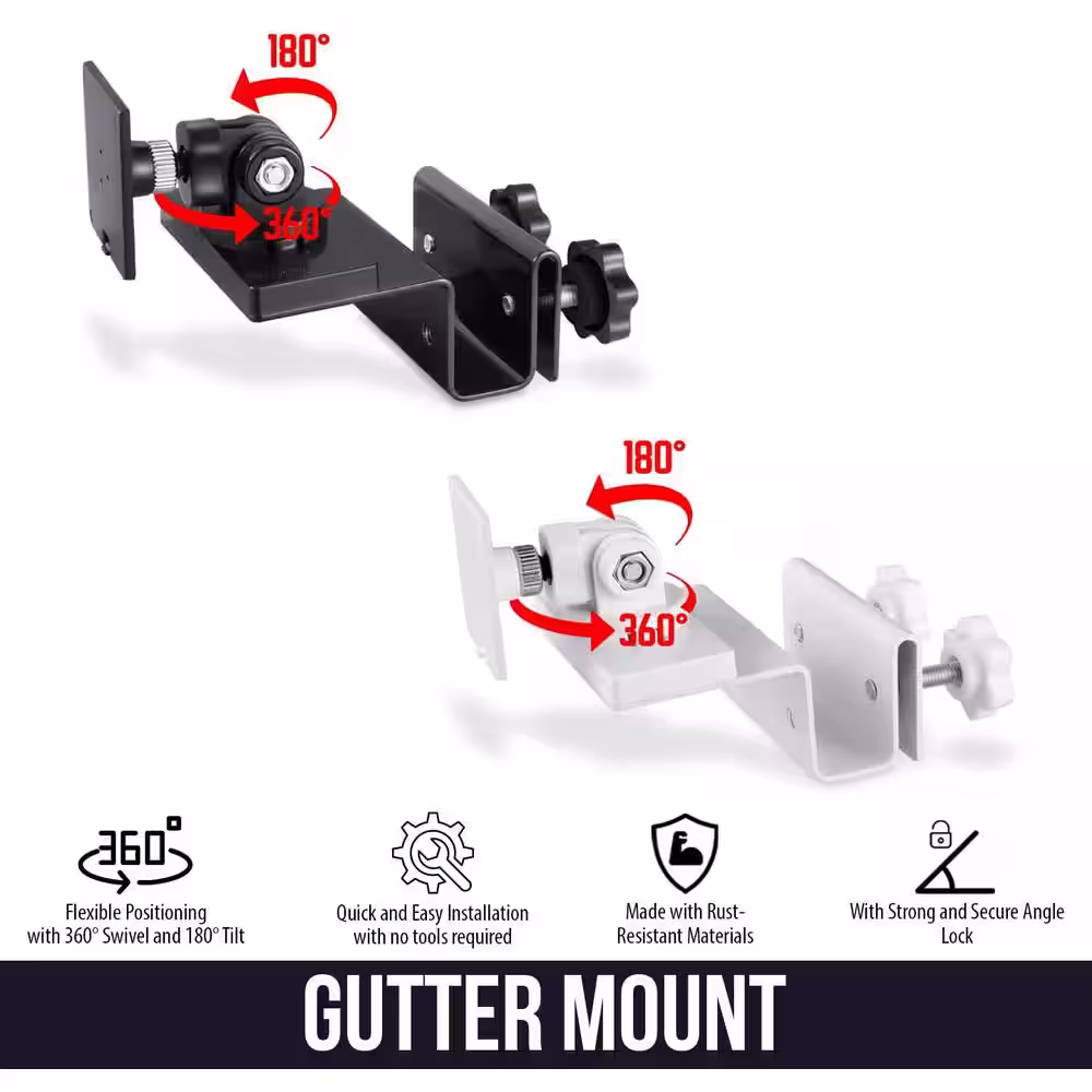 Wasserstein Gutter Mount Compatible with Ring, Arlo, Reolink Security Cameras and Compatible Solar Panels (White)