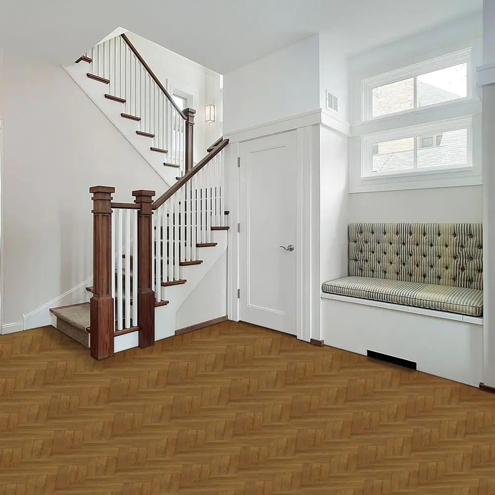 ACHIM Retro 12x12 Self Adhesive Vinyl Floor Tile - Blonde Herringbone - 20 Tiles/20 sq. ft.
