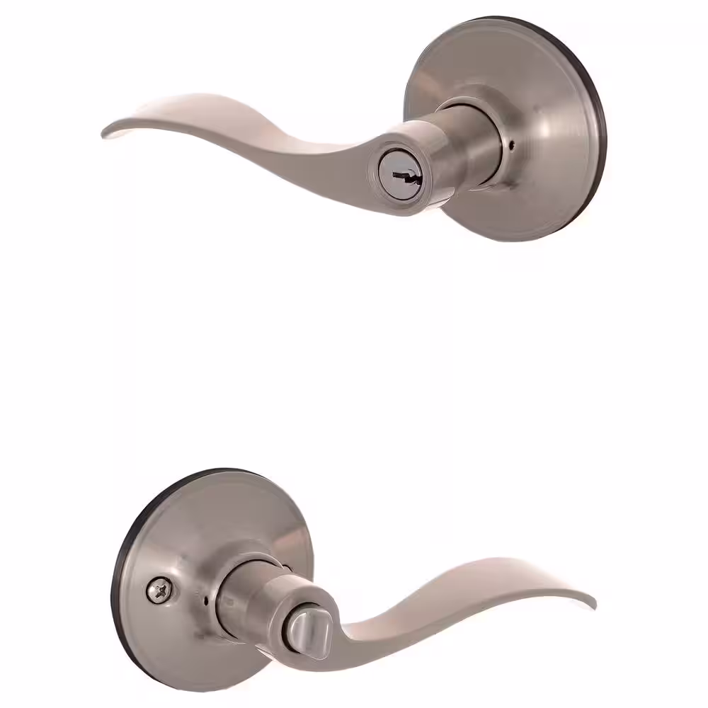 ESSENTIALS by Schlage Millstreet Satin Nickel Keyed Entry Door Handle