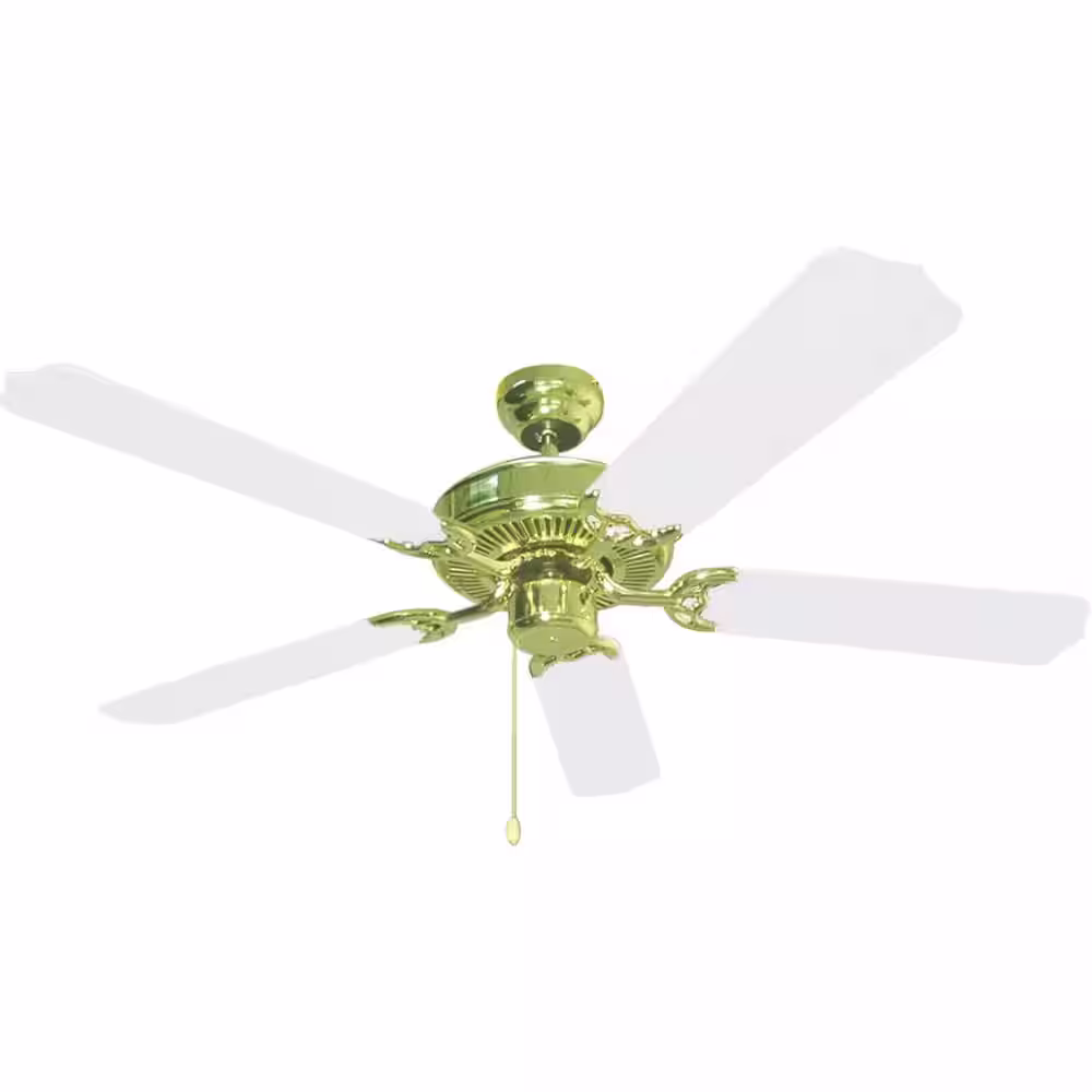 Volume Lighting 52 in. Indoor Polished Brass Ceiling Fan with White Blades