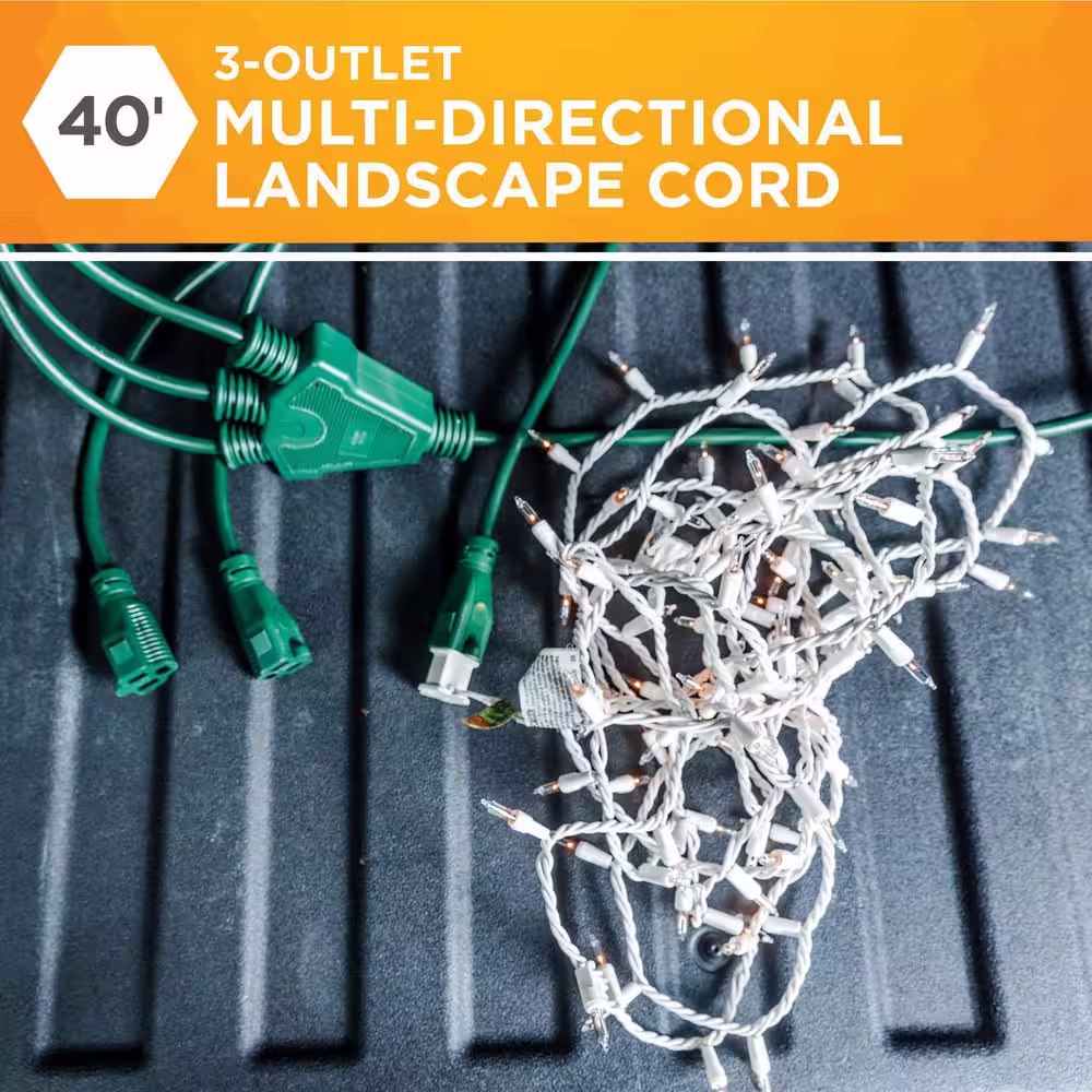 Woods SJTW 40 ft. 14/3 3-Outlet Multi-Directional Landscape Cord