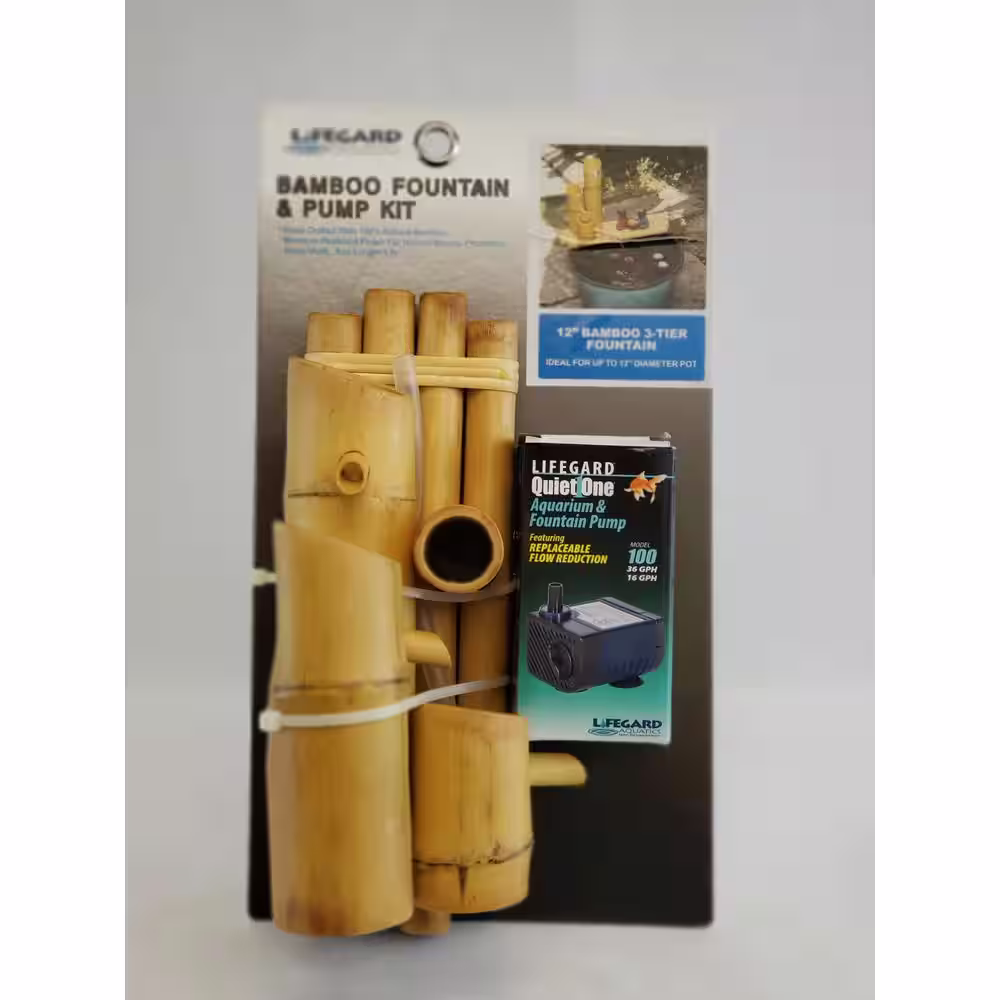 Lifegard Aquatics 18 in. Bamboo 3-Tier Fountain-Complete with Pump and Tubing