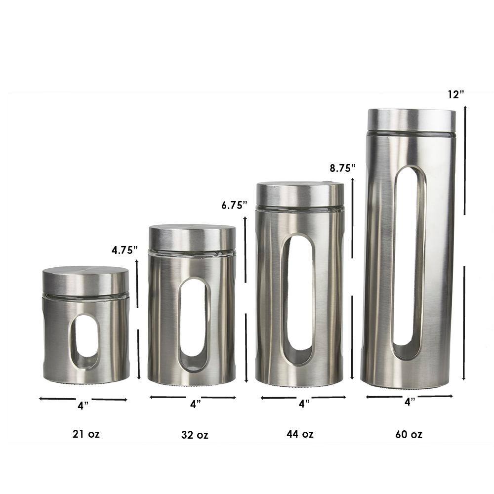 Home Basics 4-Piece Stainless Steel Canister Set