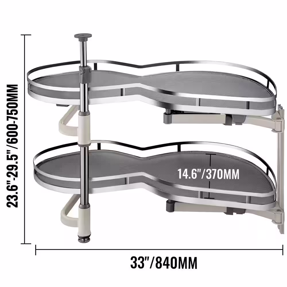 VEVOR Swing Right Blind Corner Cabinet Pull Out for 36 in. Cabinet 2-Tier Swing Tray Soft Close Cloud Blind Organizer