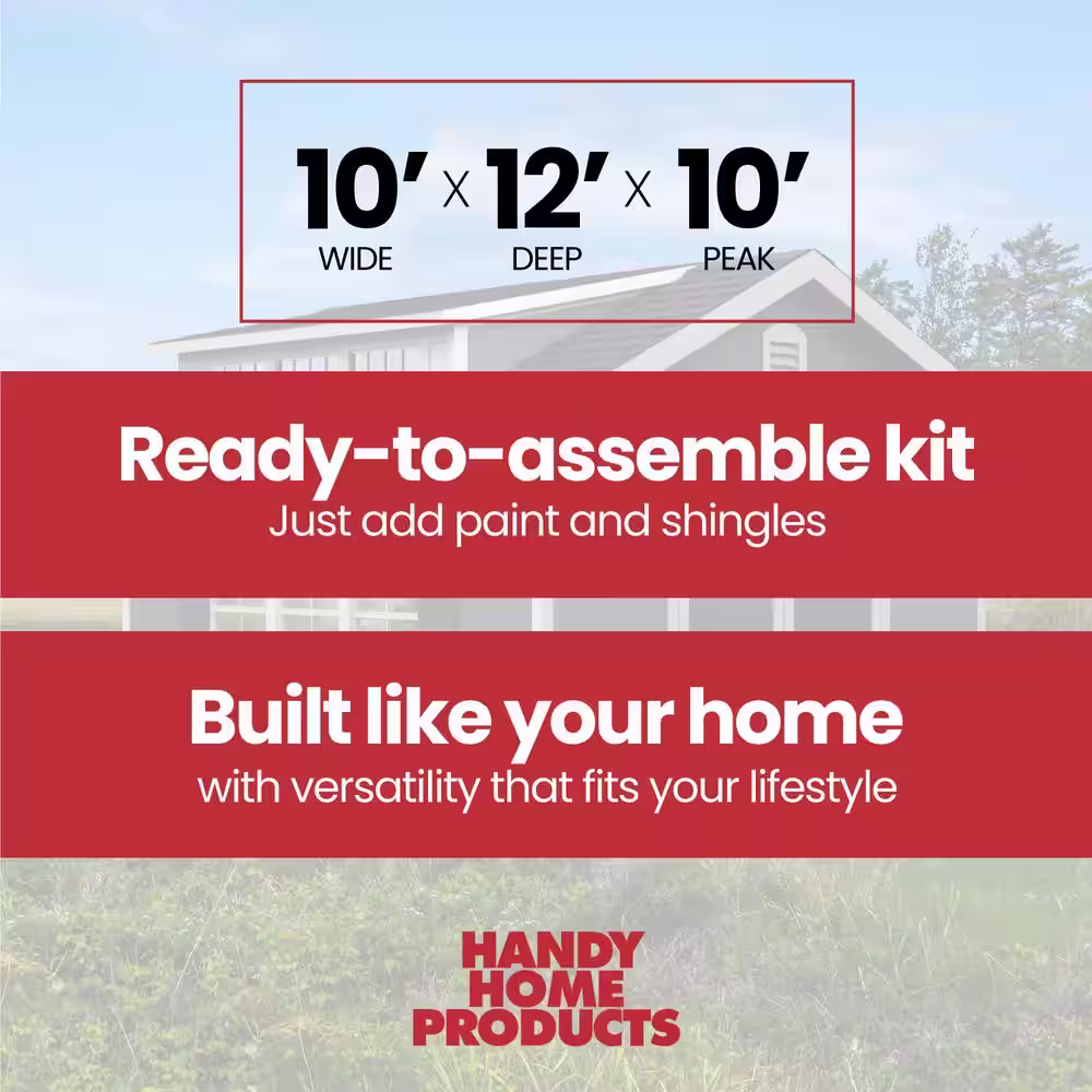 Handy Home Products Do-it Yourself Windemere 10 ft. x 12 ft. Deluxe Multi-purpose Wood Shed with Smartside and operable window (120 sq. ft.)