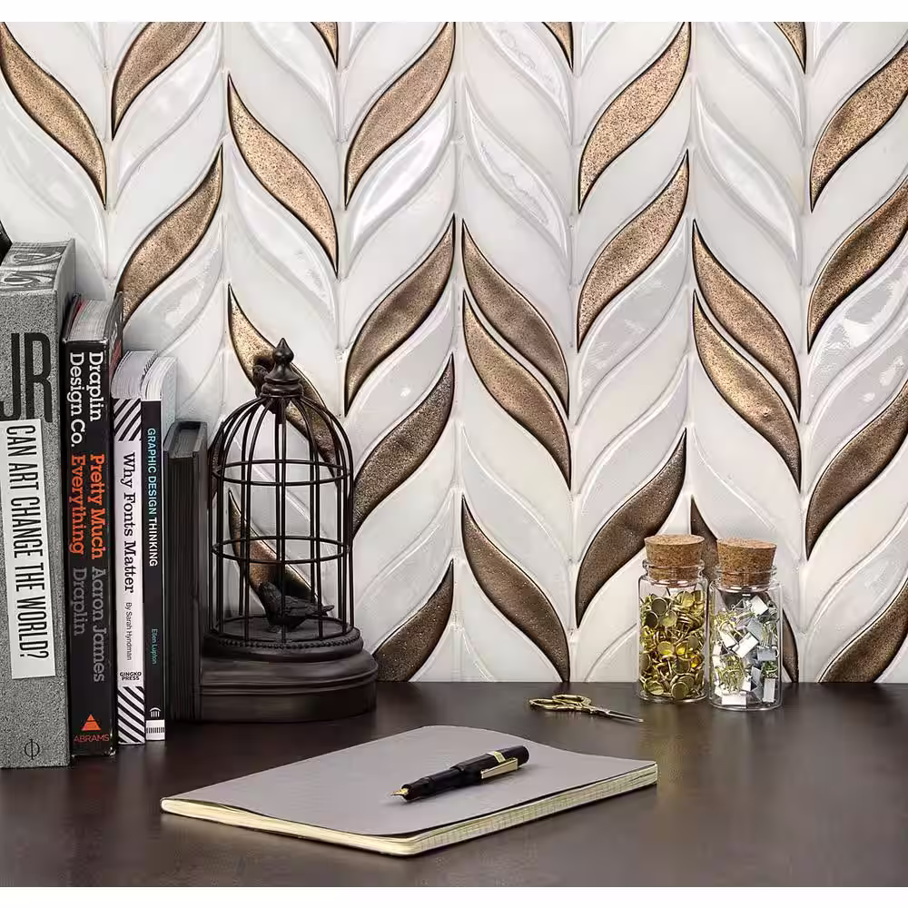 Ivy Hill Tile Delphi Sprig Metallic Copper 11.75 in. x 10.5 in. Marble and Ceramic Mosaic Tile (0.86 sq. ft./Sheet)