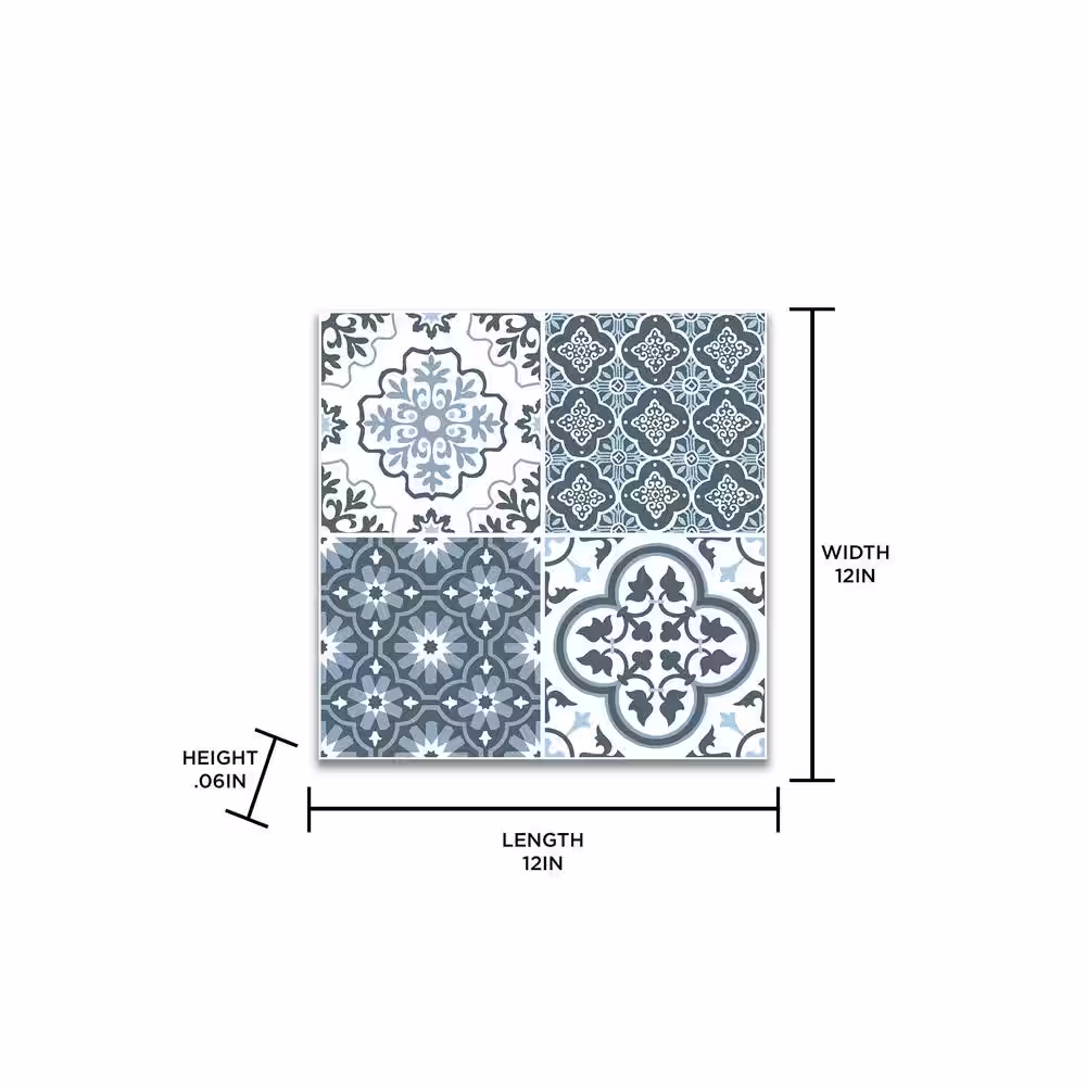 FloorPops Myriad 12 in. W x 12 in. L Blue Peel & Stick Vinyl Tile Flooring (20 sq. ft./case)