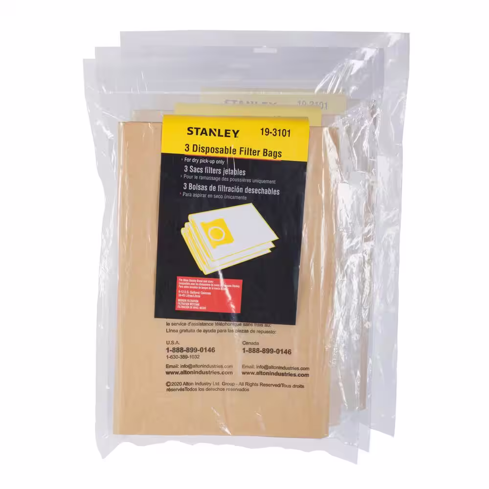 Stanley 5 Gal. to 8 Gal. Disposable Filter Bag for Wet/Dry Vacuum (9-Pack)