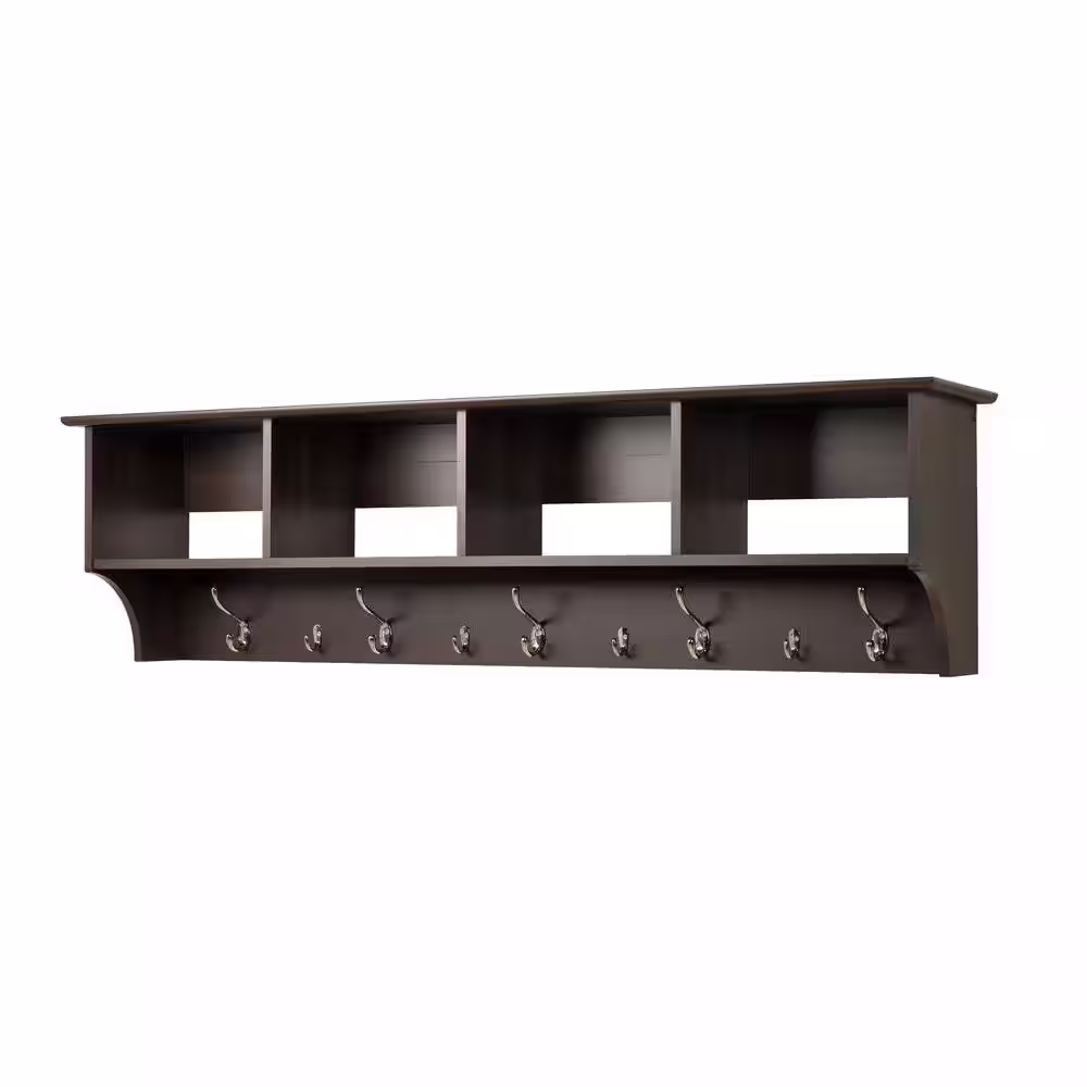 Prepac 60 in. Wall-Mounted Coat Rack in Espresso