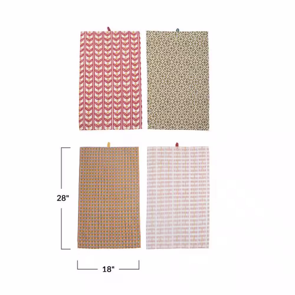 Storied Home Multi Printed Cotton Tea Towels (Set of 4 Styles)