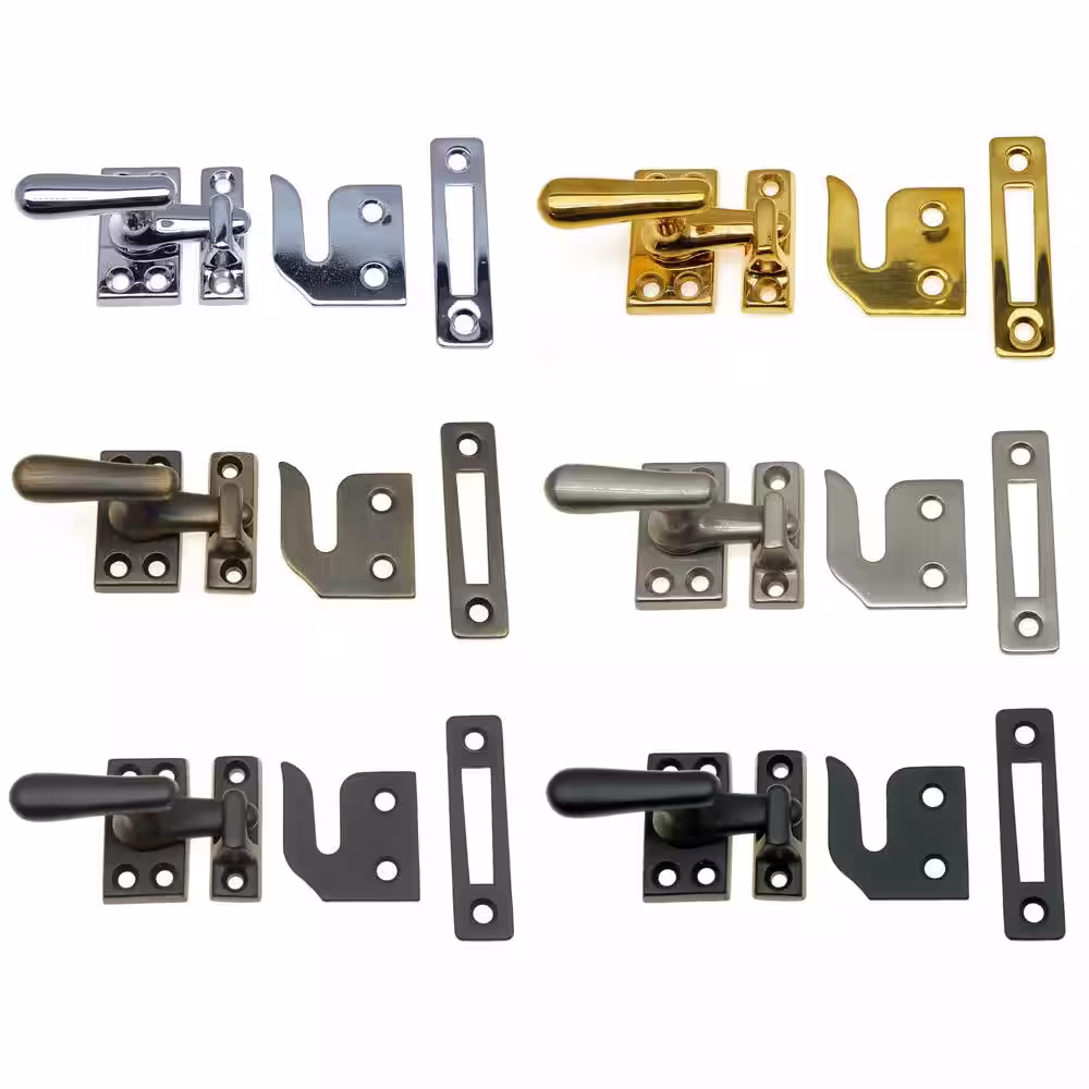 idh by St. Simons Polished Solid Brass Small Swing Lock Window Sash Lock with Casement Fastener