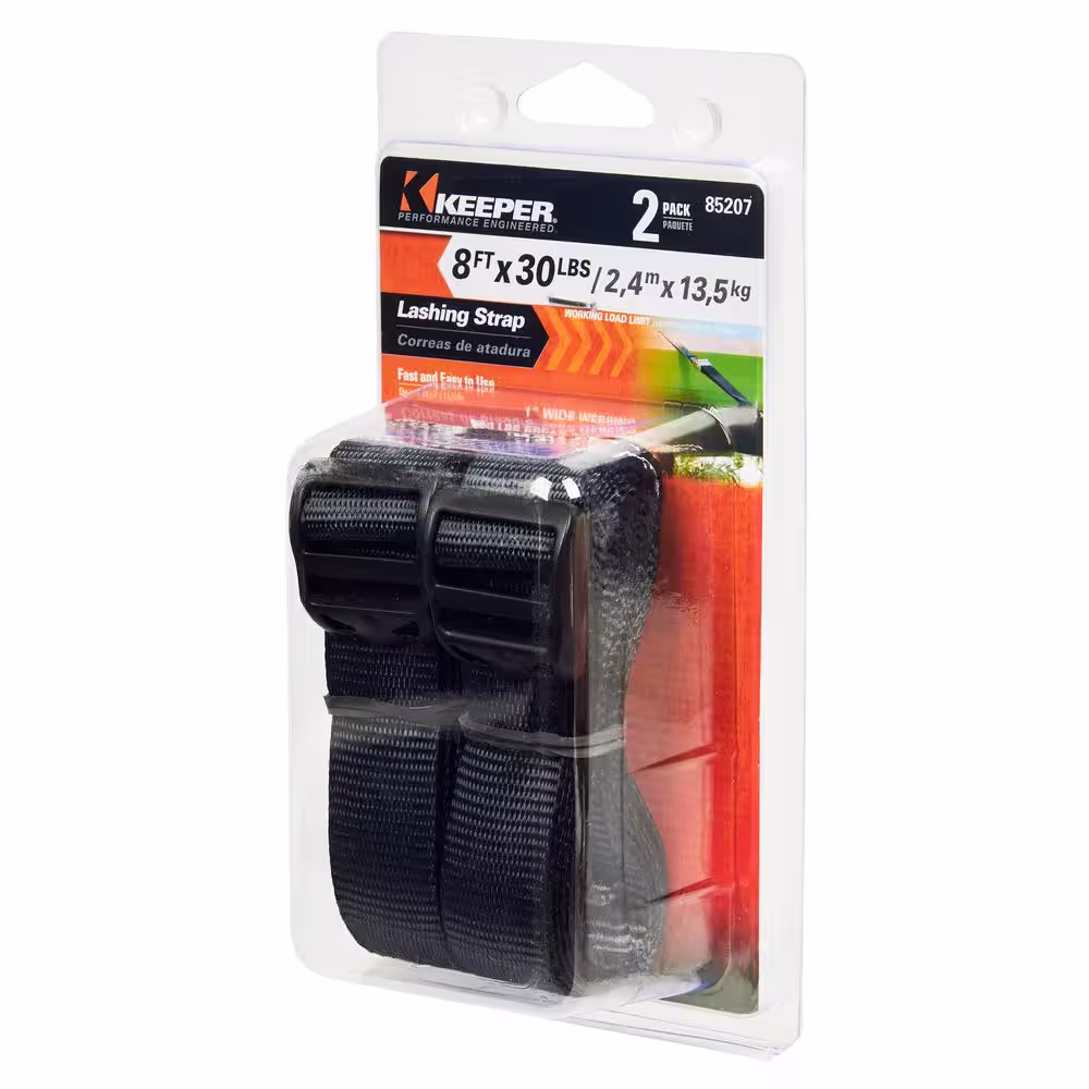 Keeper 8 ft. x 1 in. x 30 lbs. Lashing Strap (2-Pack)
