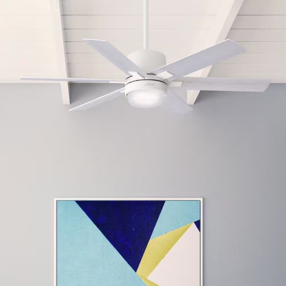 Hunter Radeon 52 in. Indoor Matte White Smart Ceiling Fan with Light and Wall Switch