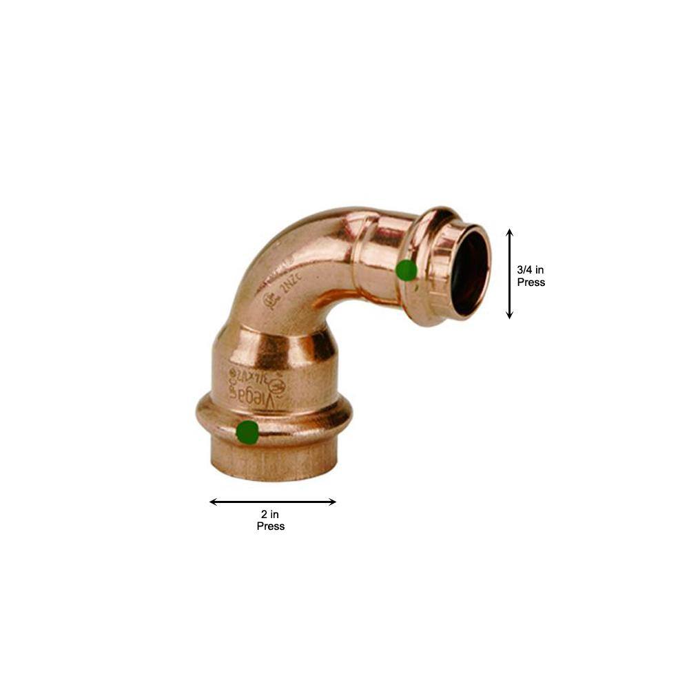 Viega ProPress 1 in. x 3/4 in. Press Copper 90-Degree Reducing Elbow (10-Pack)