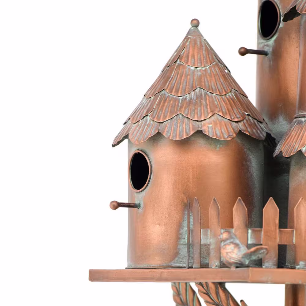 None 76.75 in. Tall Country Style Multi-Home Iron Birdhouse Stake Pipersville