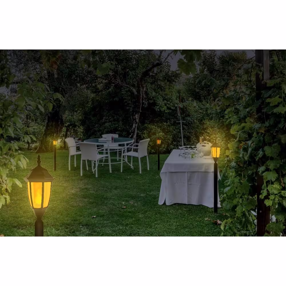 TECHKO Outdoor Solar Black Integrated LED Garden and Pathway Light - Amber or White Light