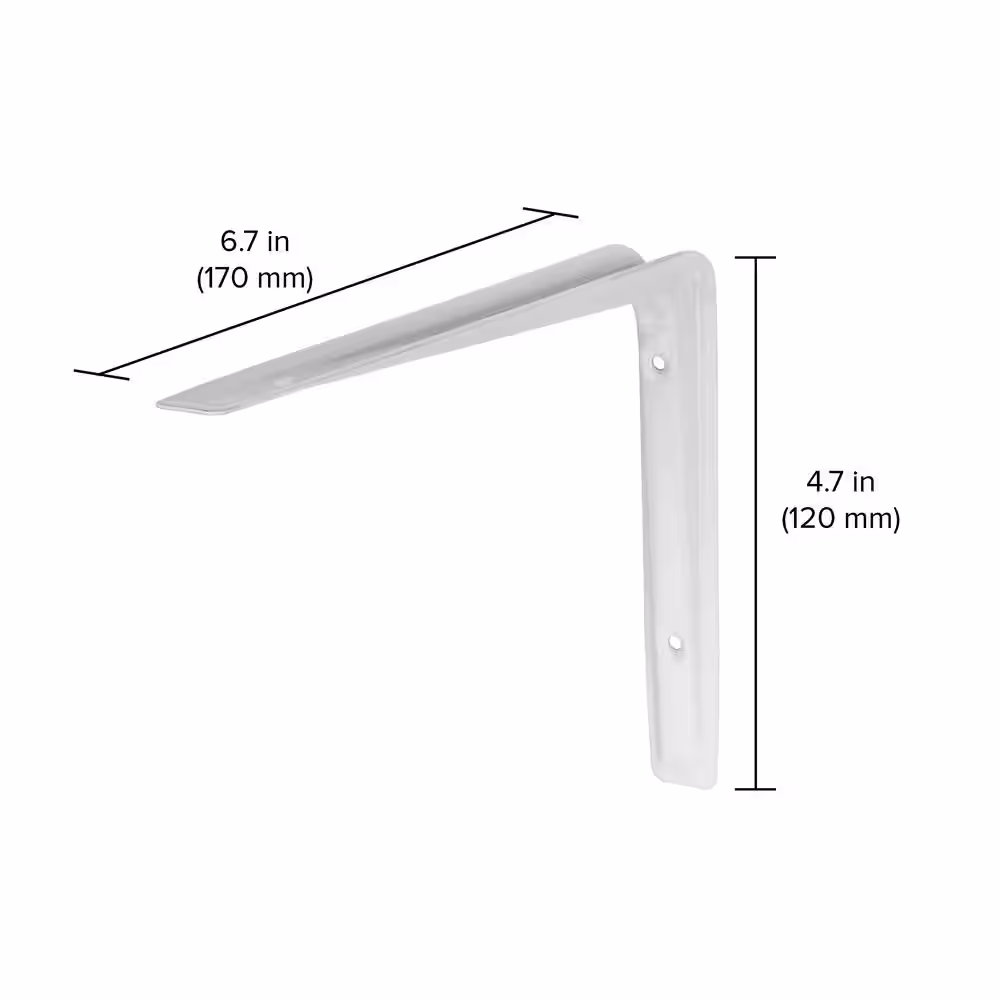 Dolle ALTURA 6.7 in. White Steel Shelf Bracket Set of 2