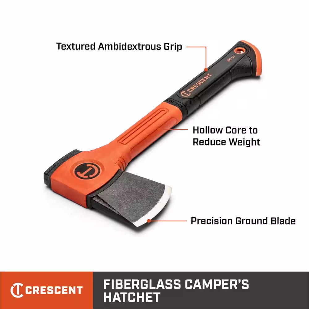 Crescent 14 in. Fiberglass Handled Camper's Hatchet, 20 oz., with Sheath