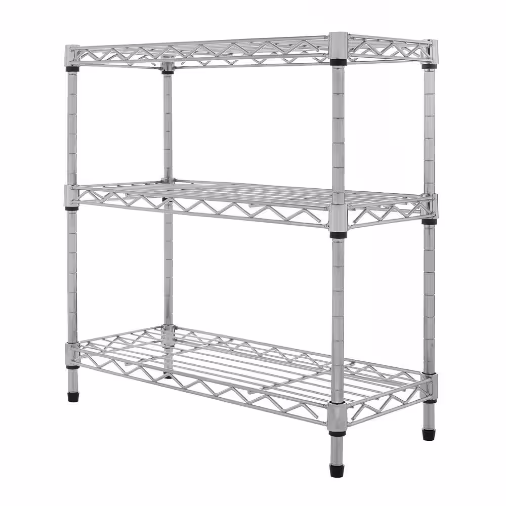 Seville Classics 17.5 in. W 3-Tier Steel Wire Shelving Unit in Silver
