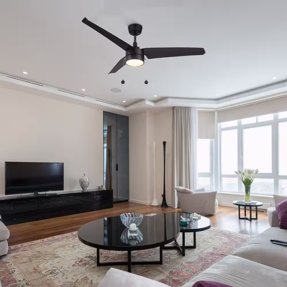 CARRO Venteto 52 in. Color Changing Integrated LED Indoor Black 5-Speed DC Ceiling Fan with Light Kit and Pull Chain