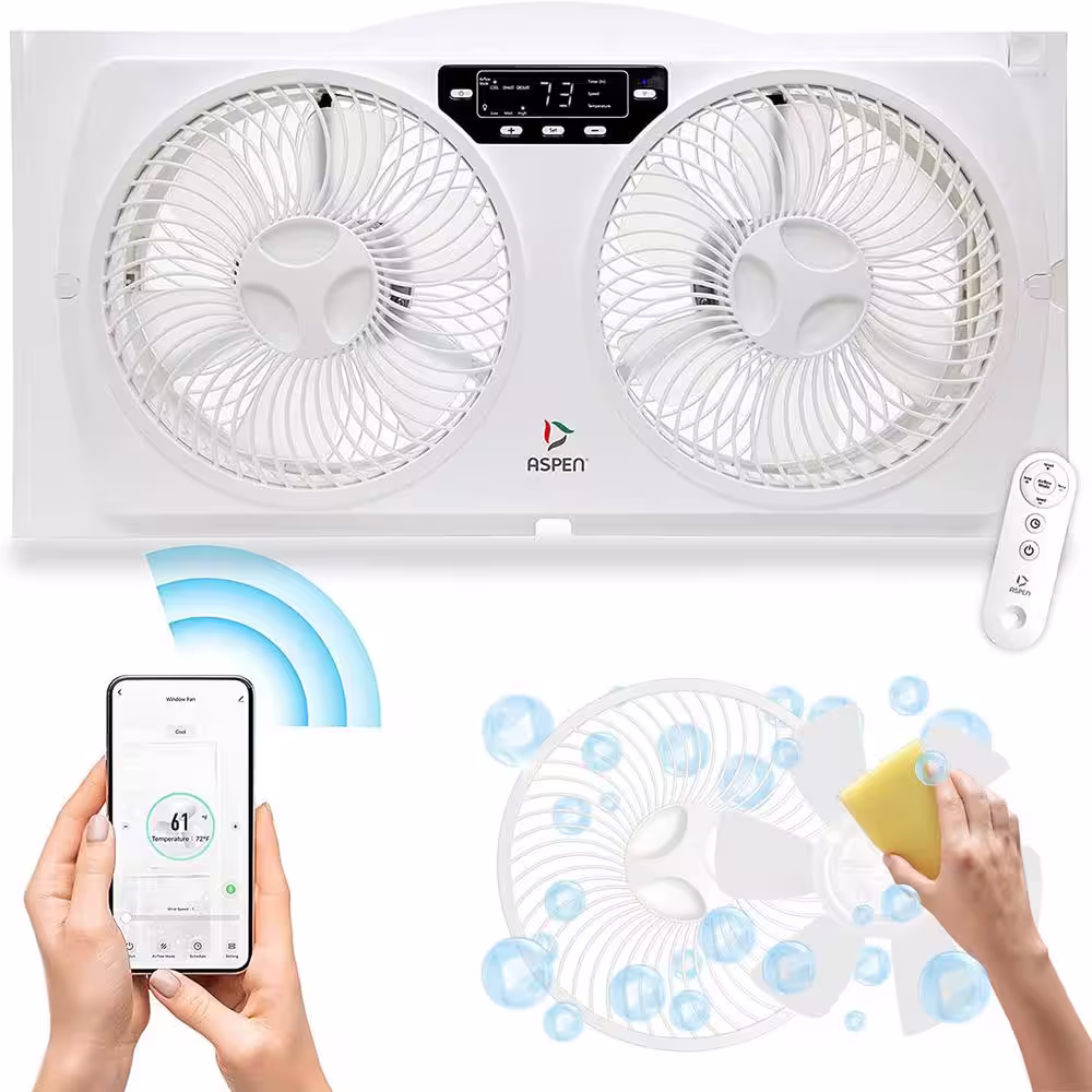 ASPEN Smart Wi-Fi Window Fan with Washable and Removeable Blades and Remote