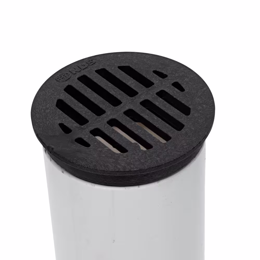 None 3 in. Plastic Round Drainage Grate in Black