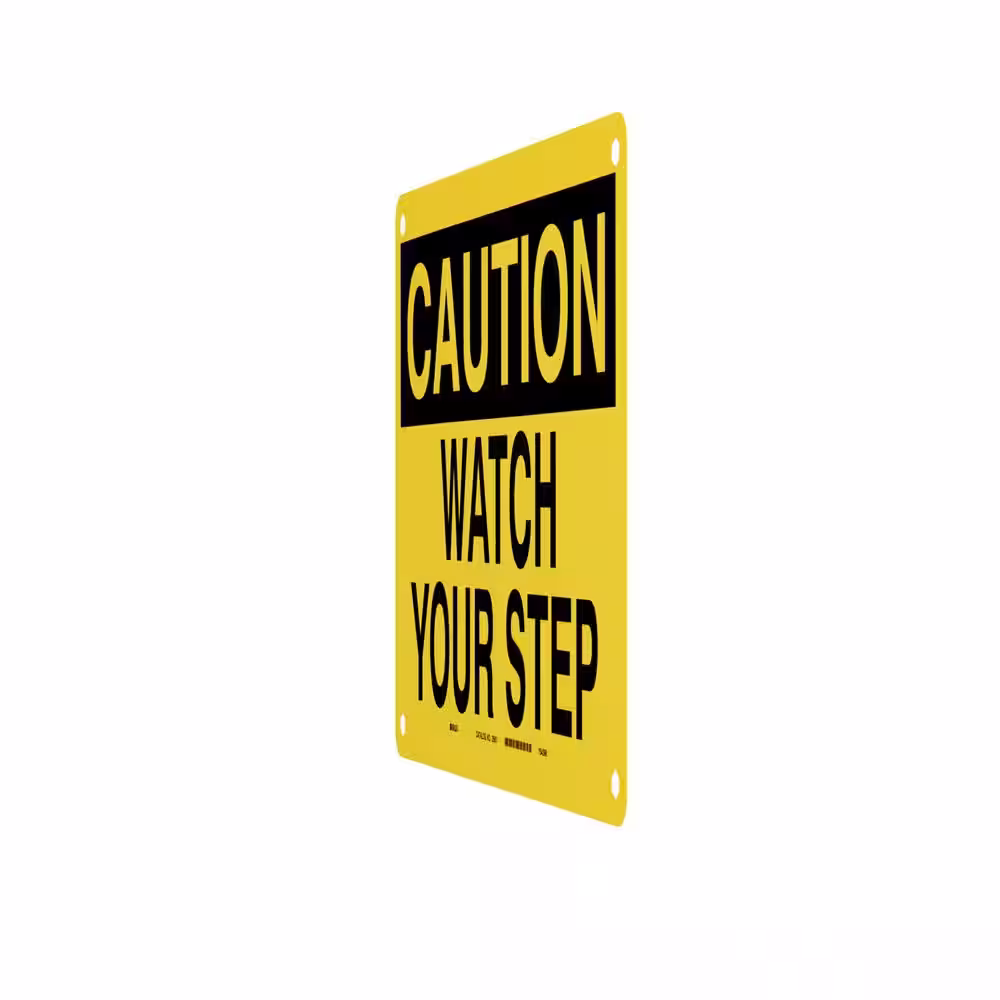 Brady 10 in. x 14 in. Plastic Caution Watch Your Step OSHA Safety Sign