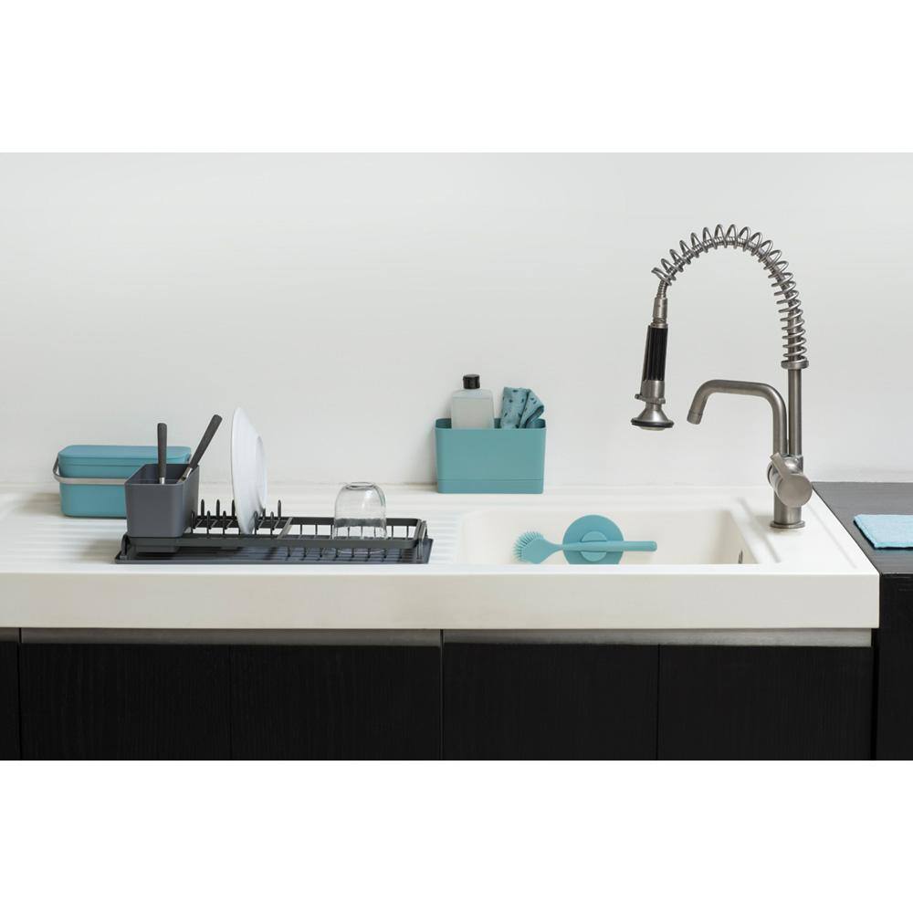 Brabantia Sinkside 7.9 in. x 18.2 in. Aluminum Compact Dish Drying Rack in Dark Gray