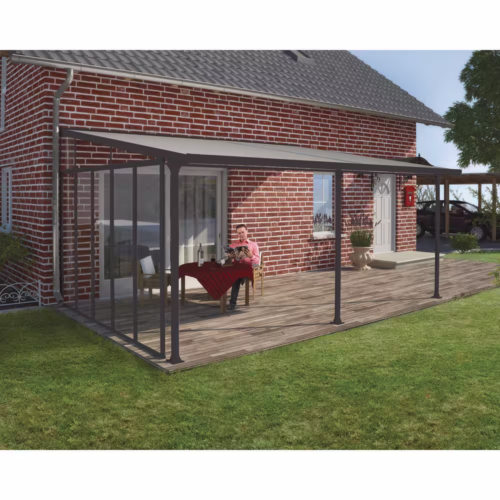 CANOPIA by PALRAM 13 ft. Series Patio Cover SideWall in Gray