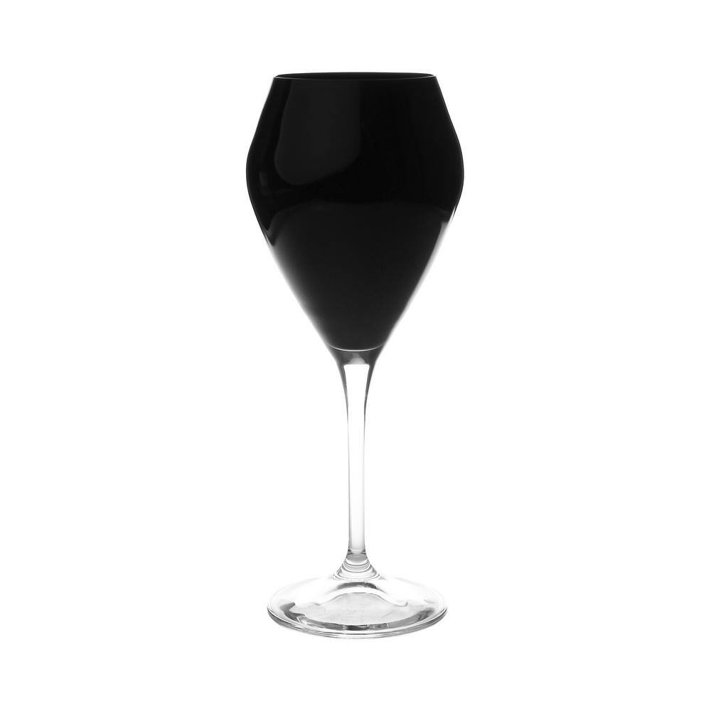C T Classic Touch 14 oz. - Set of 6 V-Shaped Wine Glasses Black with Clear Stem
