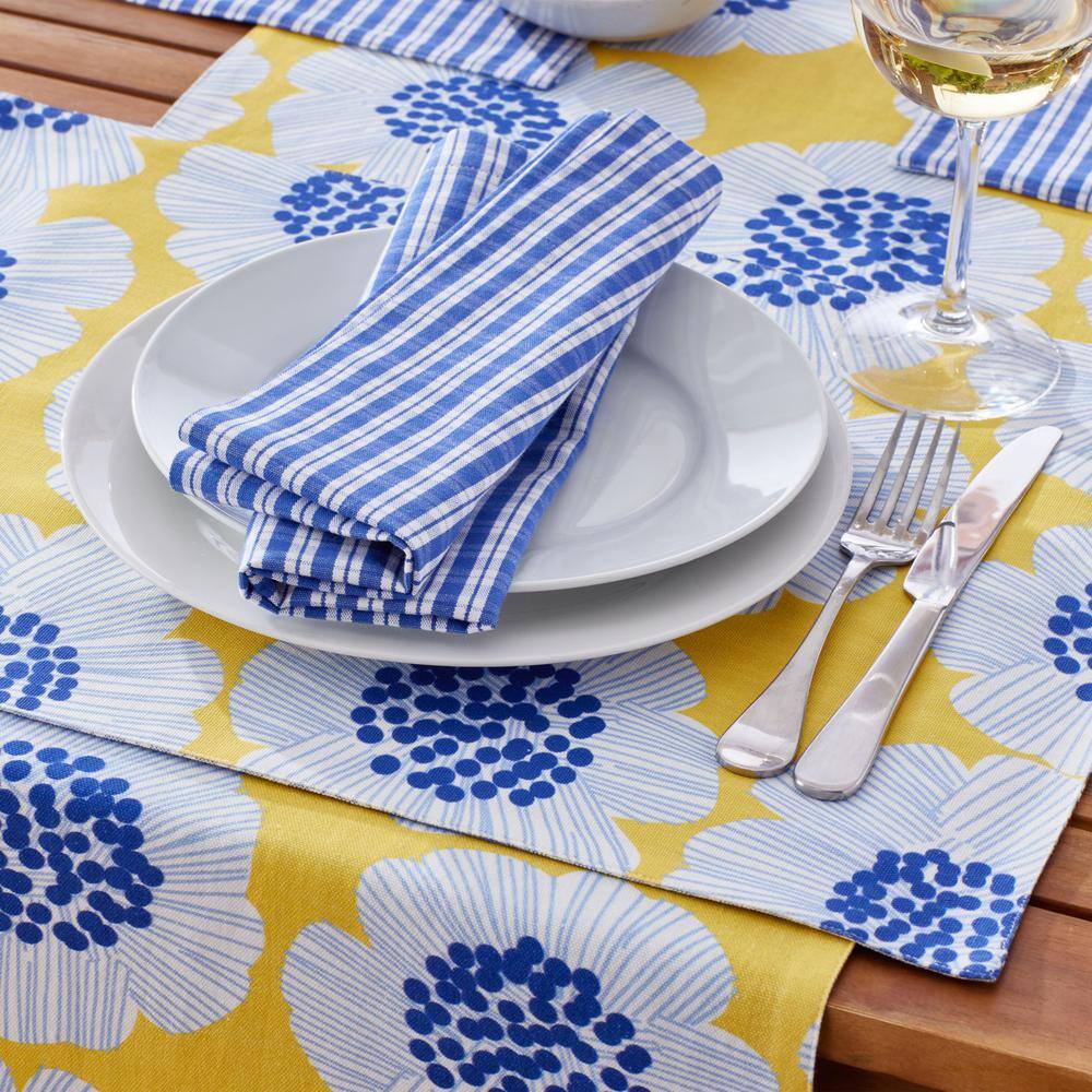 The Company Store Art Deco Floral 12 in. X 21 in. Yellow Multi 01 Cotton Placemat (Set of 4)