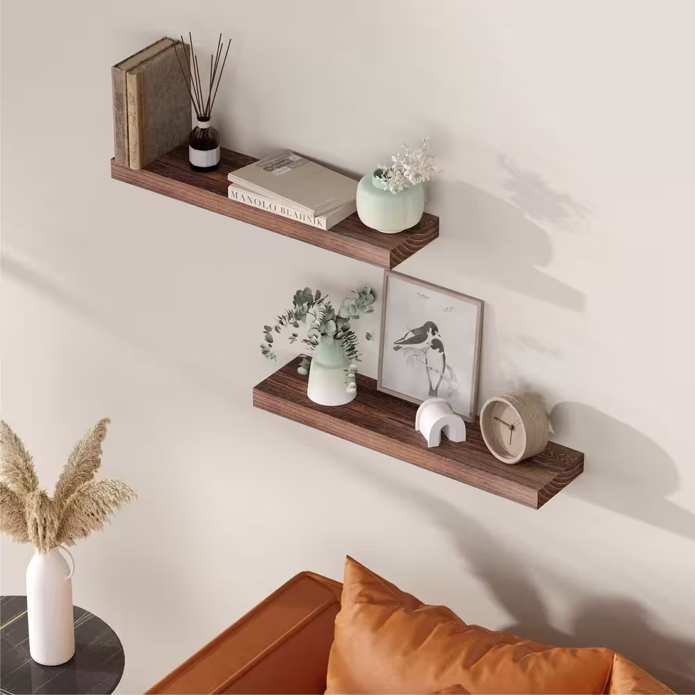 None 5.9 in. x 23.6 in. x 1.5 in. Brown Wood Wall Shelves
