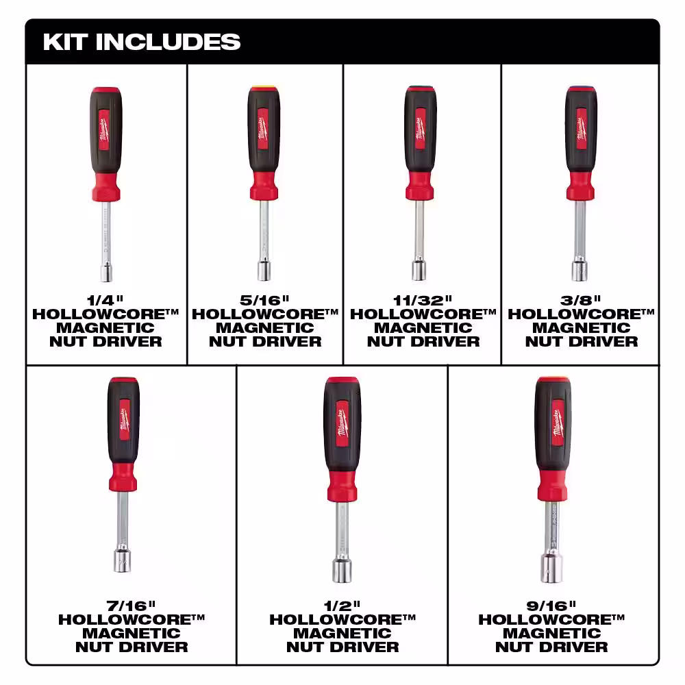 Milwaukee 7-Piece SAE HollowCore Nut Driver Set