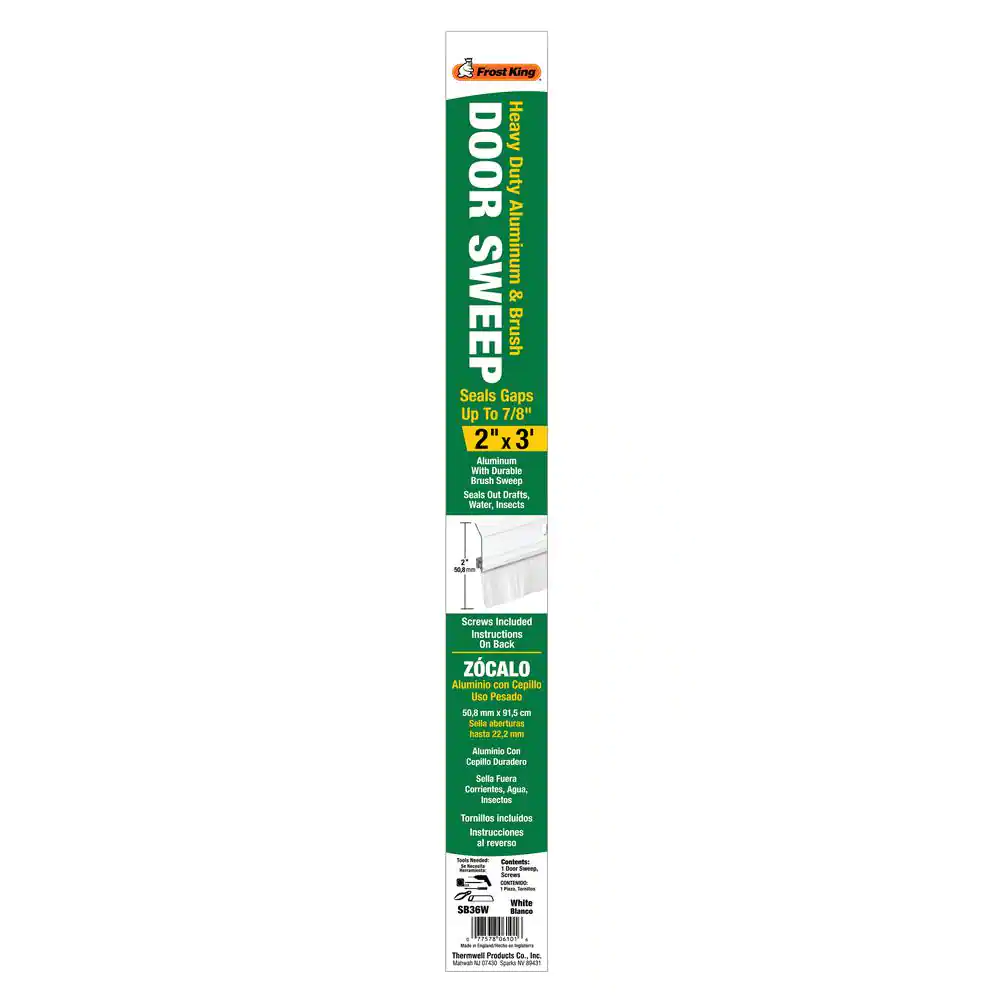 Frost King 2 in. x 36 in. Heavy-Duty Aluminum/Brush White Door Sweep